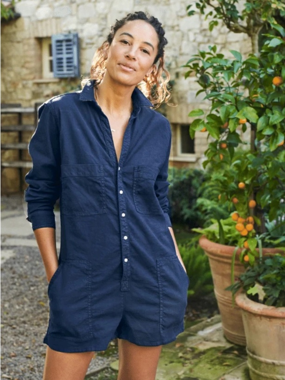 Frank & Eileen - Ireland Playsuit in Navy Sz S